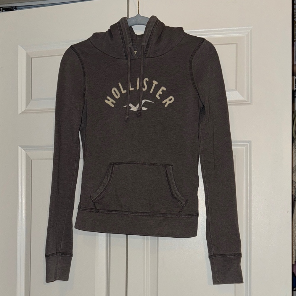 Vintage y2k Hollister Women's Gray Hoodie